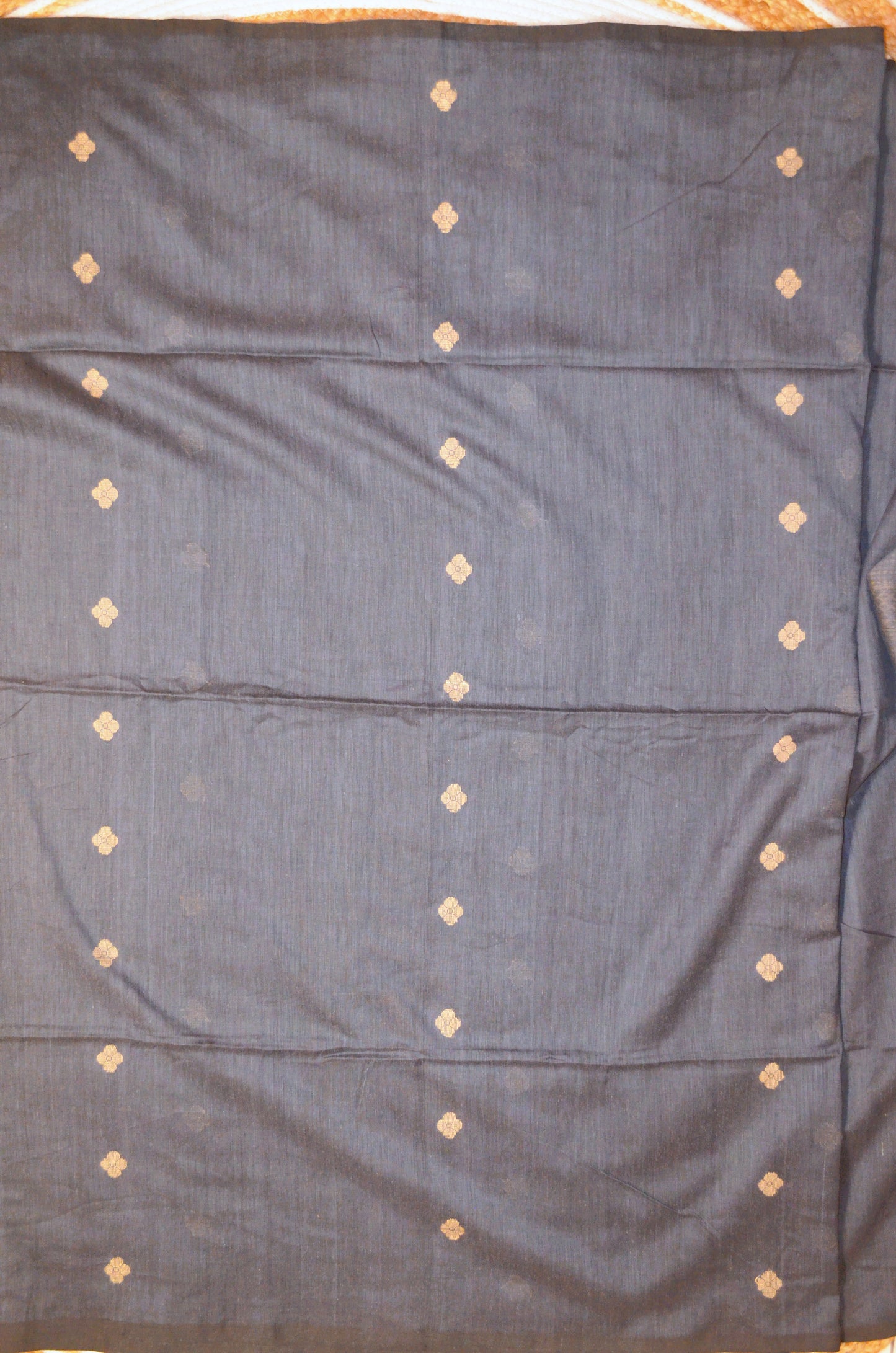 Dark Steel Buttery Mul Cotton Bengal Muslin Ghicha Handloom Saree