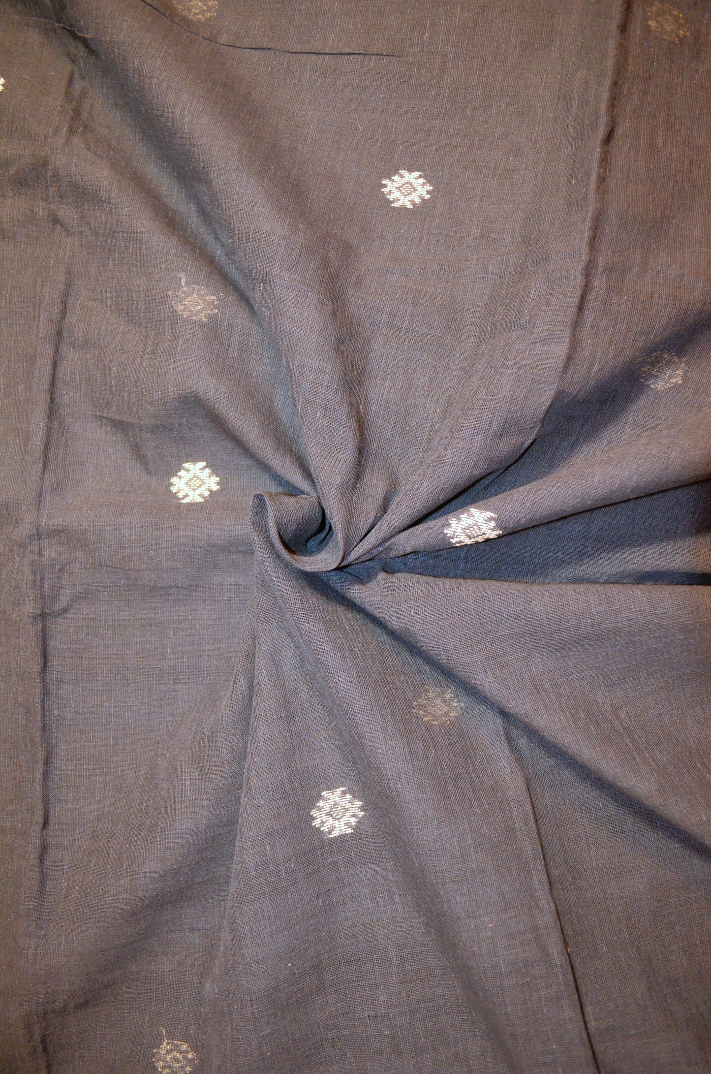 Black Buttery Mul Cotton Bengal Muslin Ghicha Handloom Saree