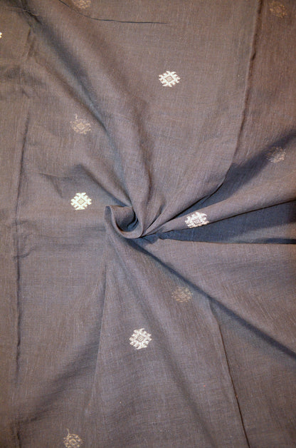 Black Buttery Mul Cotton Bengal Muslin Ghicha Handloom Saree