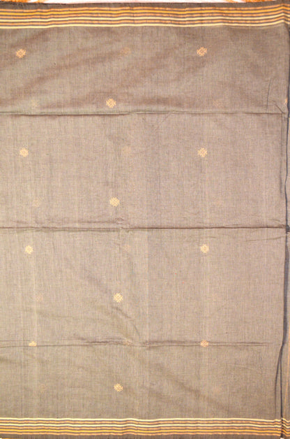 Steel Buttery Mul Cotton Bengal Muslin Ghicha Handloom Saree