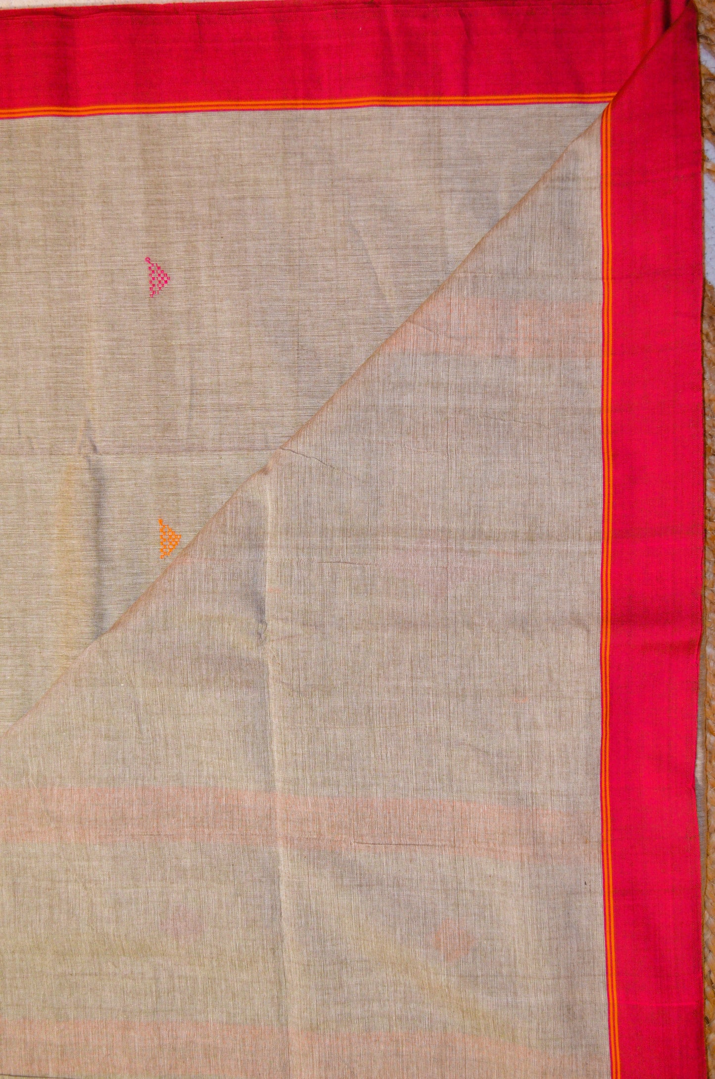 Dark Beige Buttery Mul Cotton Bengal Muslin Handloom Saree