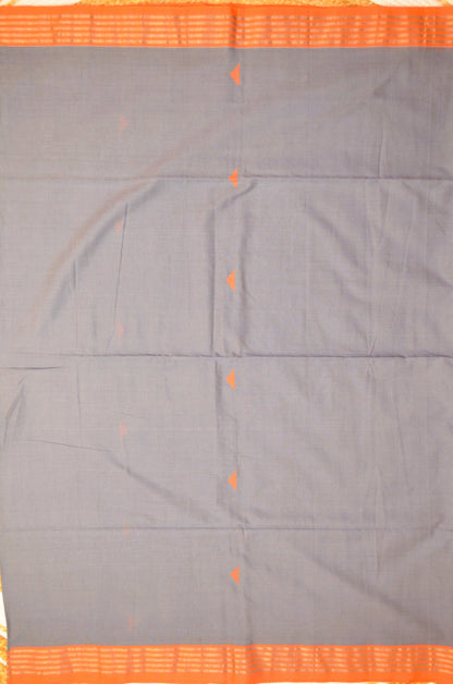 Steel Buttery Mul Cotton Bengal Muslin Handloom Saree