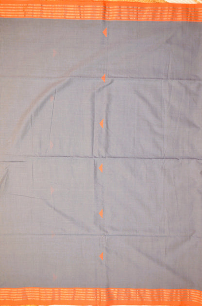 Steel Buttery Mul Cotton Bengal Muslin Handloom Saree