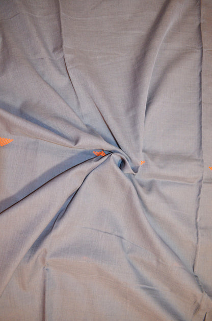Steel Buttery Mul Cotton Bengal Muslin Handloom Saree