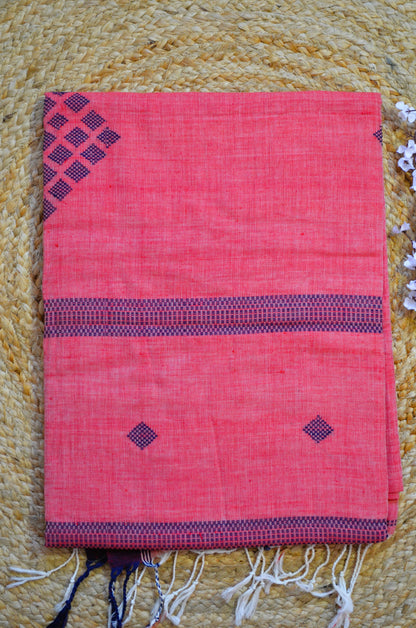 Red Buttery Mul Cotton Bengal Muslin Handloom Saree