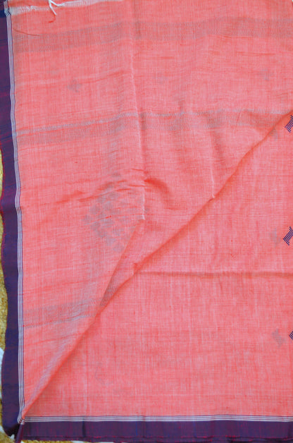 Red Buttery Mul Cotton Bengal Muslin Handloom Saree