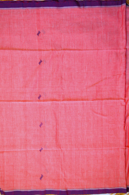 Red Buttery Mul Cotton Bengal Muslin Handloom Saree