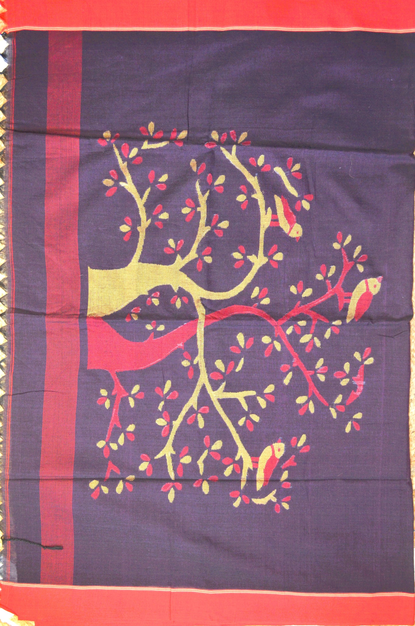 Purple Buttery Mul Cotton Bengal Jamdani Handloom Saree
