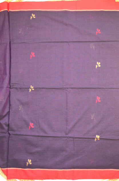 Purple Buttery Mul Cotton Bengal Jamdani Handloom Saree