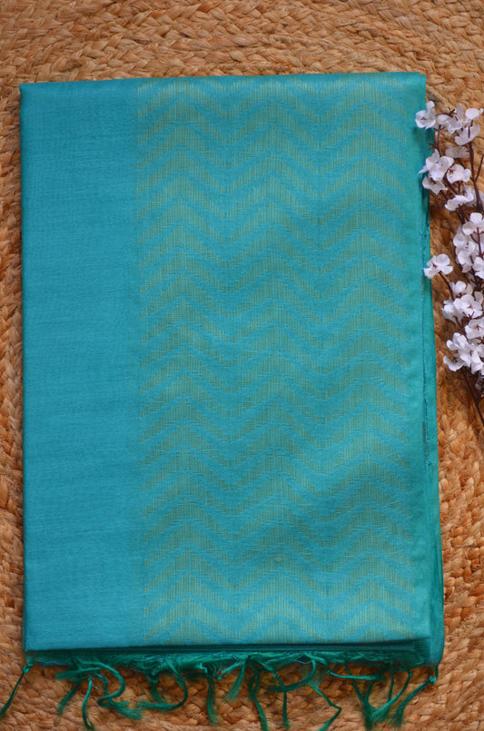 Teal Contemporary Vegan Silk Handloom Saree