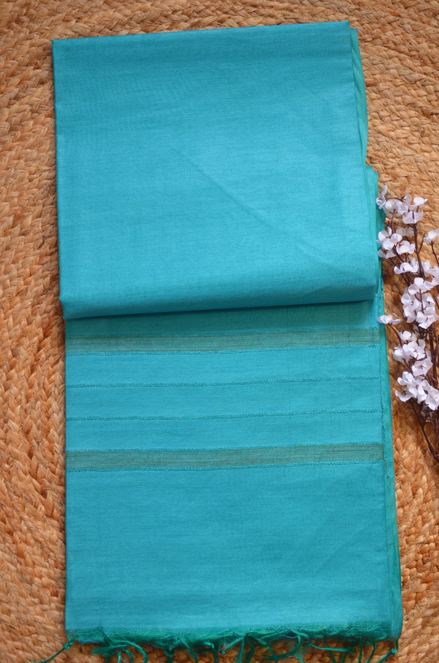 Teal Contemporary Vegan Silk Handloom Saree