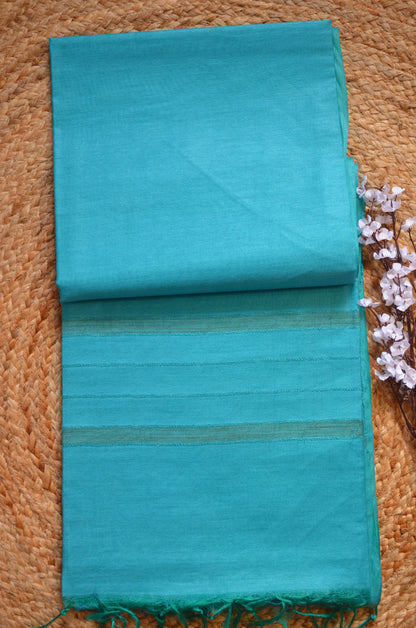 Teal Contemporary Vegan Silk Handloom Saree
