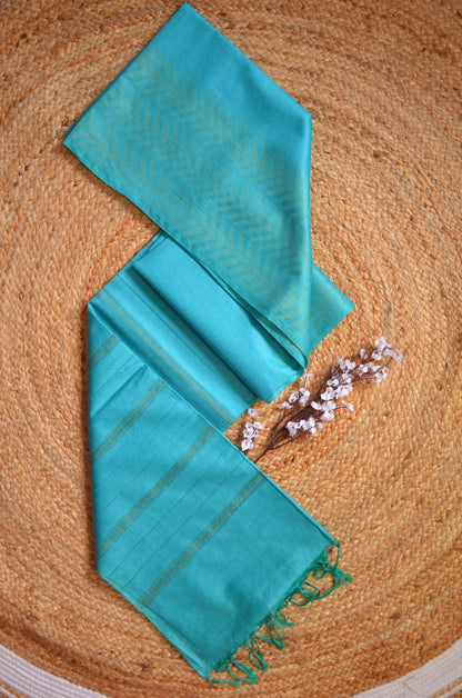 Teal Contemporary Vegan Silk Handloom Saree
