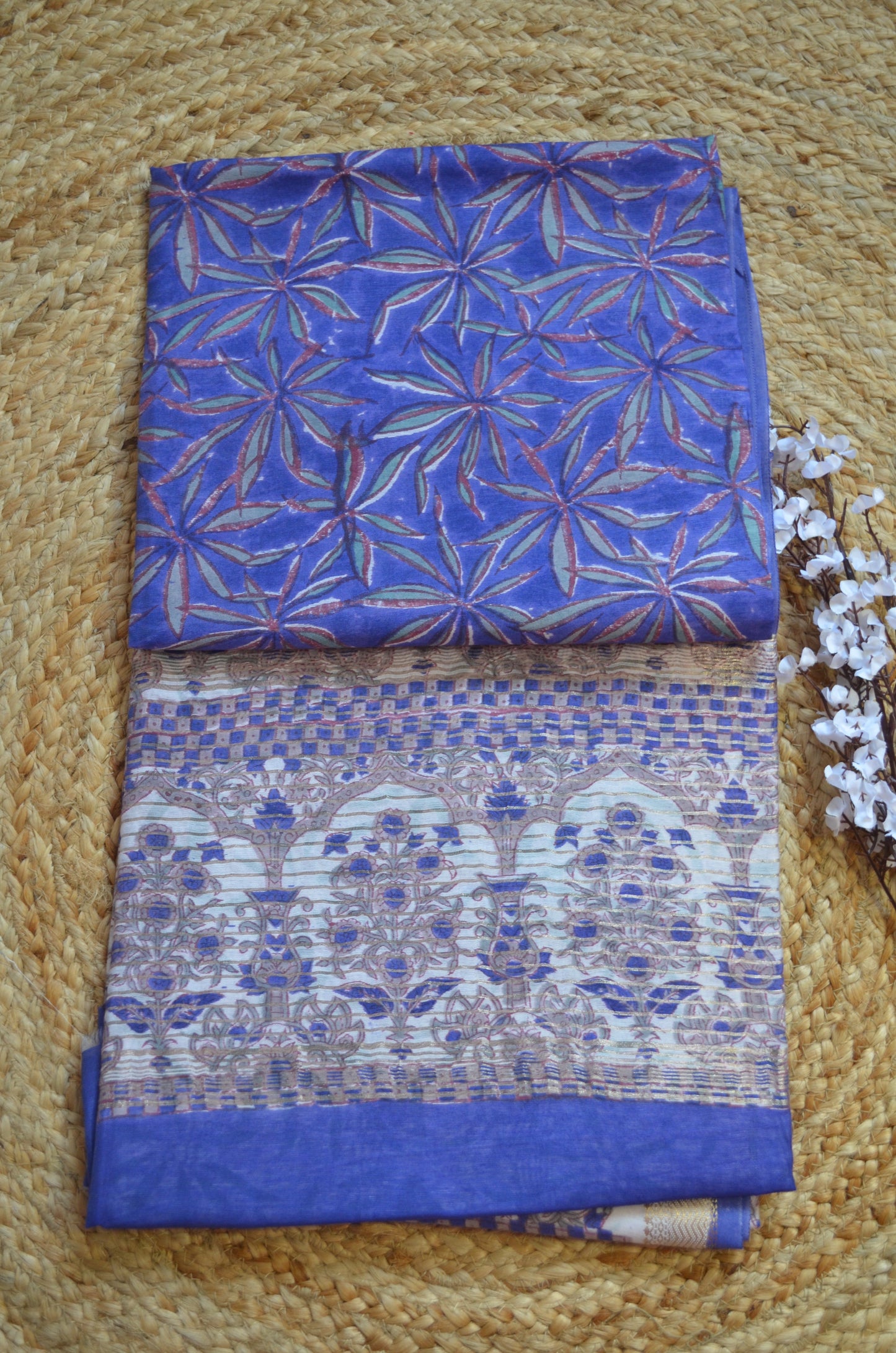 Violet Maheshwari Block Print Vegan Silk Handloom Saree