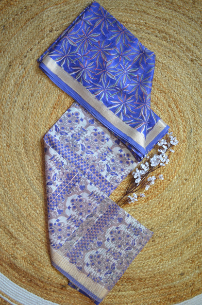 Violet Maheshwari Block Print Vegan Silk Handloom Saree