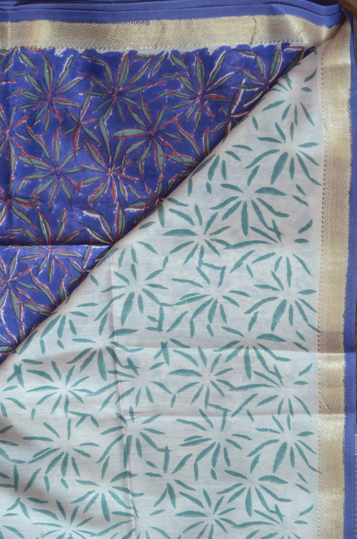 Violet Maheshwari Block Print Vegan Silk Handloom Saree
