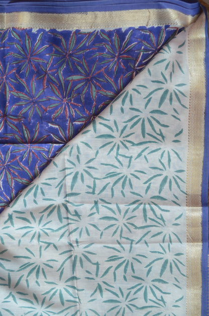 Violet Maheshwari Block Print Vegan Silk Handloom Saree
