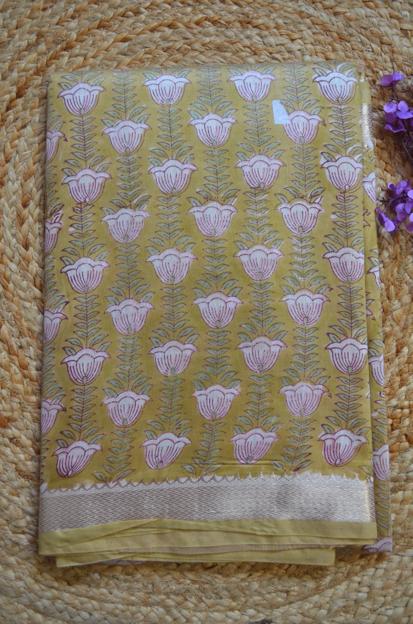 Olive Maheshwari Block Print Vegan Silk Handloom Saree
