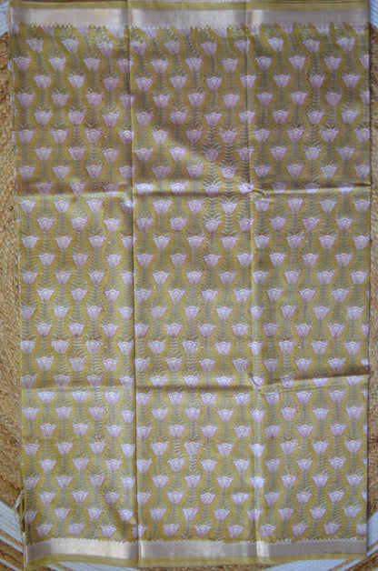 Olive Maheshwari Block Print Vegan Silk Handloom Saree
