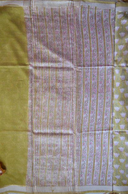 Olive Maheshwari Block Print Vegan Silk Handloom Saree
