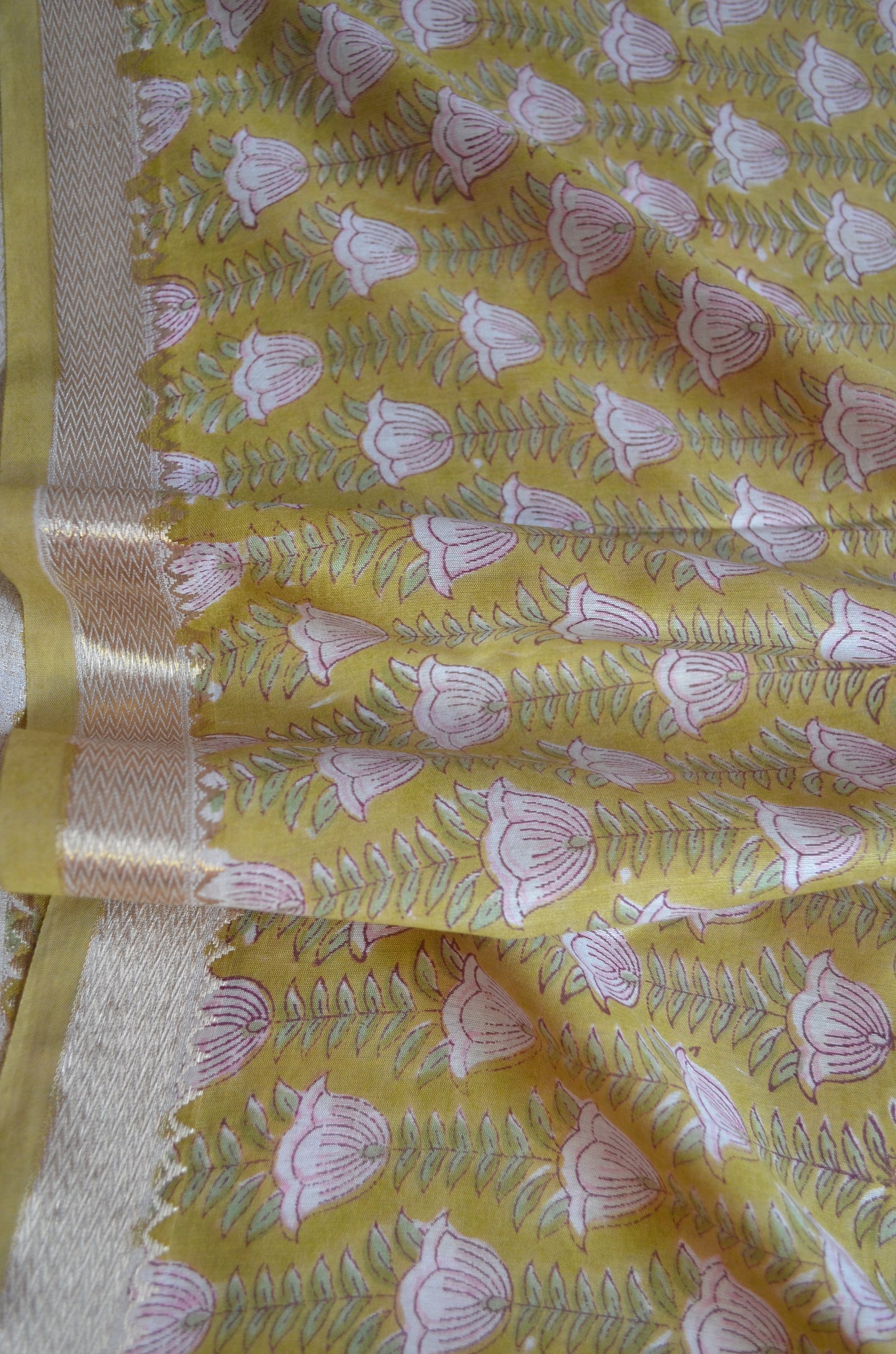 Olive Maheshwari Block Print Vegan Silk Handloom Saree