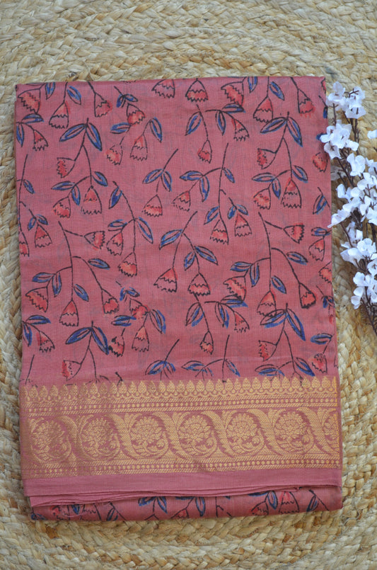 Rouge Kalamkari Vegan Silk Handloom Saree