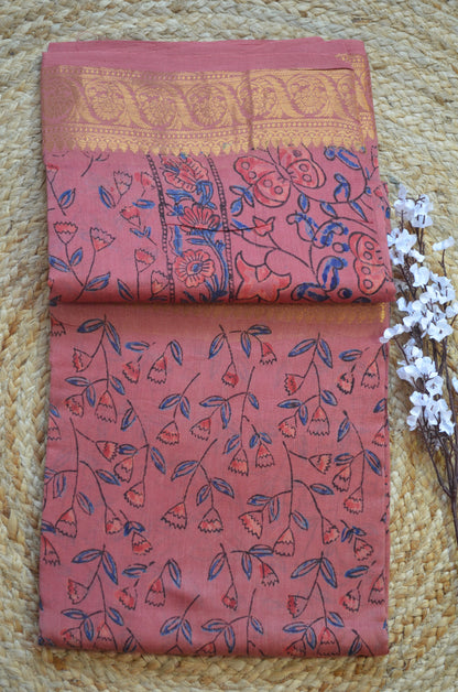Rouge Kalamkari Vegan Silk Handloom Saree