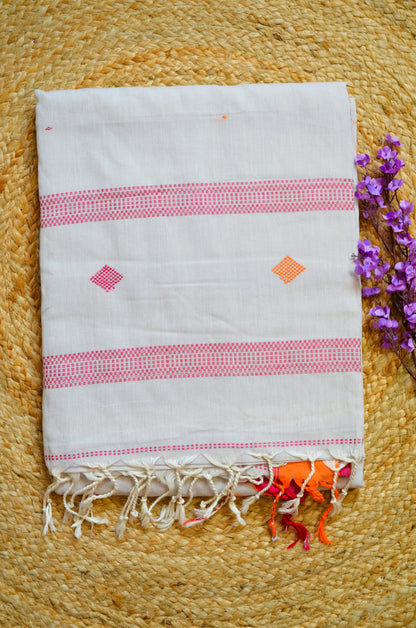 Light Grey Buttery Mul Cotton Bengal Muslin Handloom Saree