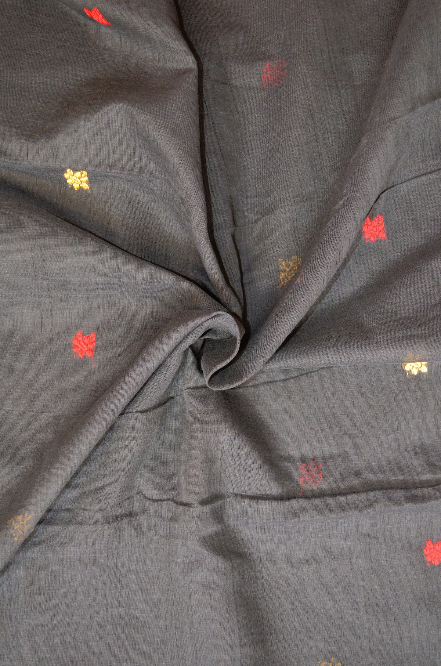 Black Buttery Mul Cotton Bengal Muslin Baluchuri Handloom Saree