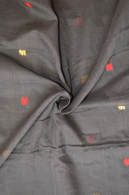 Black Buttery Mul Cotton Bengal Muslin Baluchuri Handloom Saree