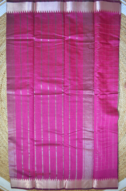 Magenta Mangalagiri Checks Cotton Silk Handloom Saree