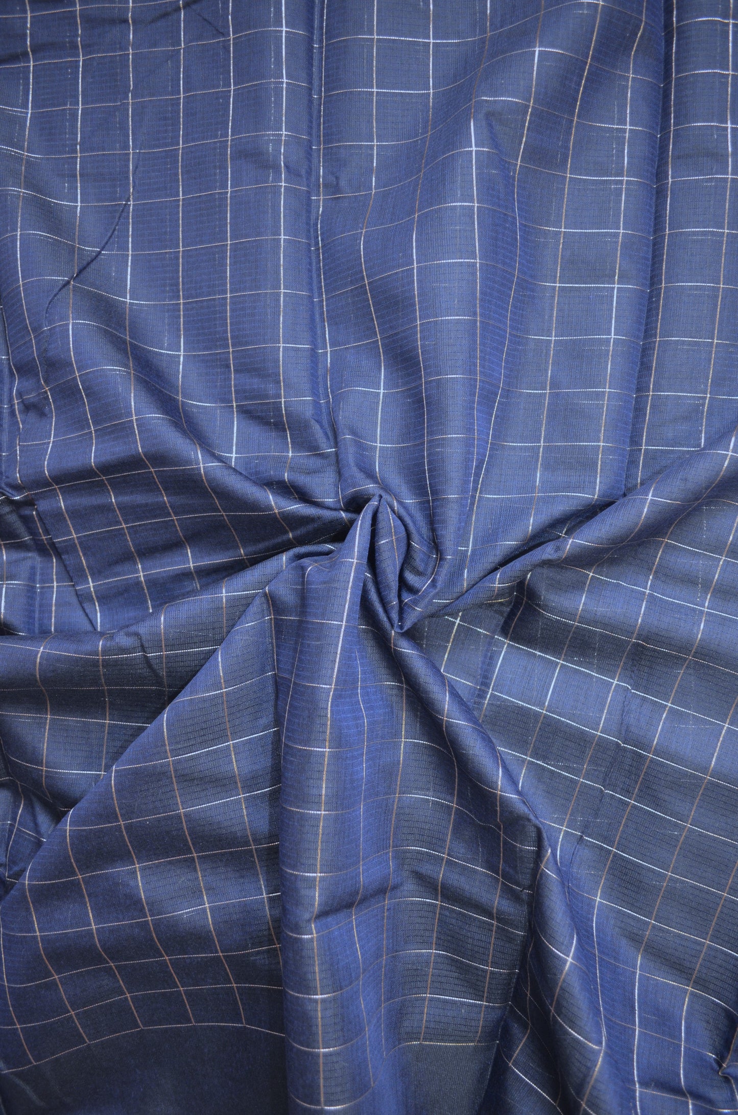 Navy Mangalagiri Checks Cotton Silk Handloom Saree
