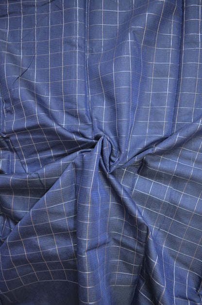 Navy Mangalagiri Checks Cotton Silk Handloom Saree