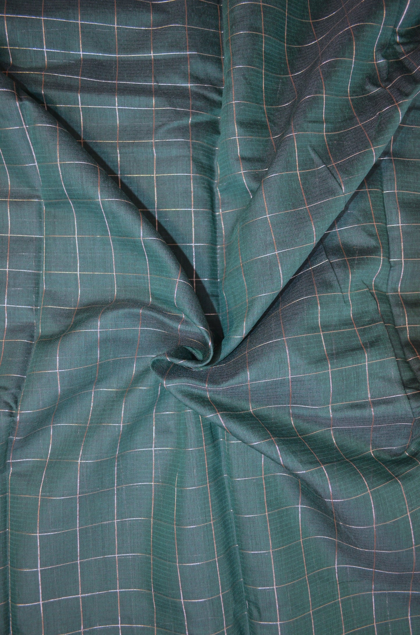 Jungle Green Mangalagiri Checks Cotton Silk Handloom Saree
