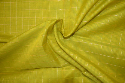 Lemon Mangalagiri Checks Cotton Silk Handloom Saree
