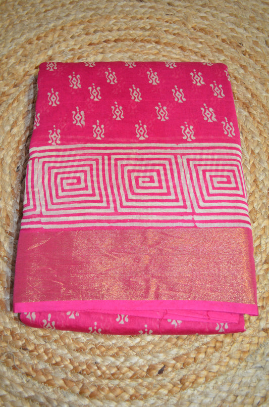 Magenta Bapta Cotton Silk Handloom Saree