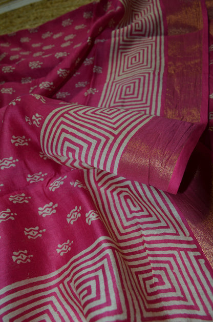 Magenta Bapta Cotton Silk Handloom Saree