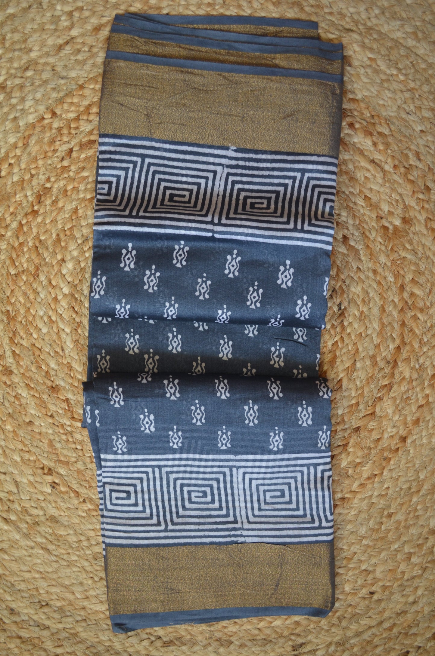 Slate Bapta Cotton Silk Handloom Saree