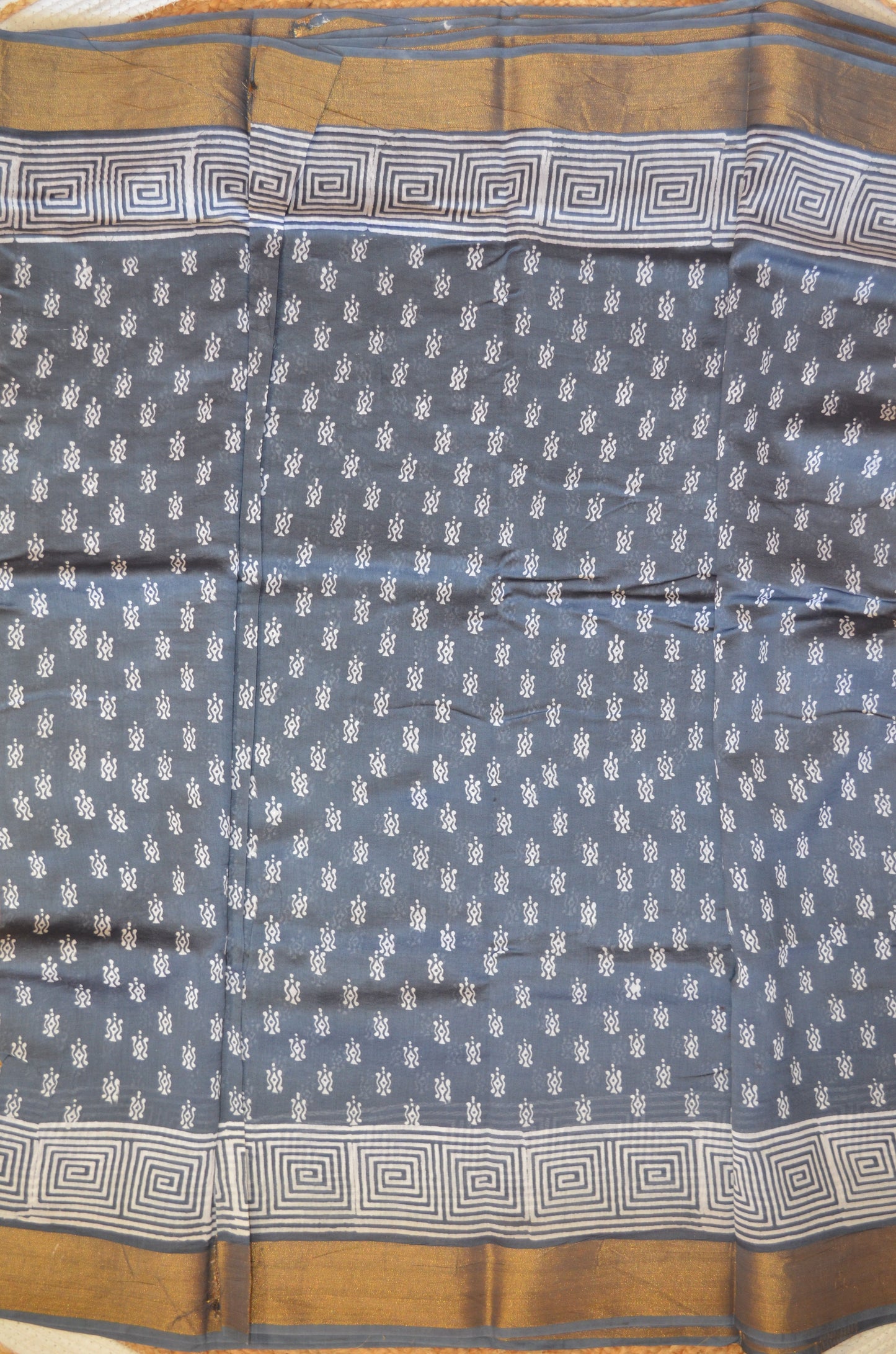 Slate Bapta Cotton Silk Handloom Saree