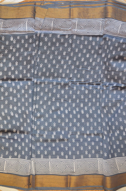 Slate Bapta Cotton Silk Handloom Saree