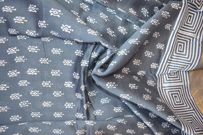 Slate Bapta Cotton Silk Handloom Saree