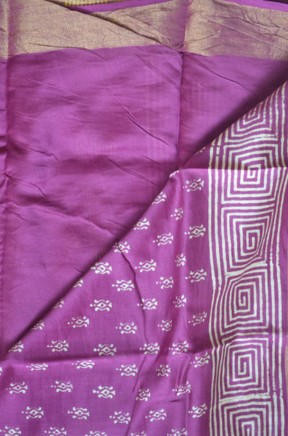 Purple Bapta Cotton Silk Handloom Saree