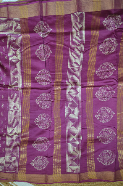 Purple Bapta Cotton Silk Handloom Saree