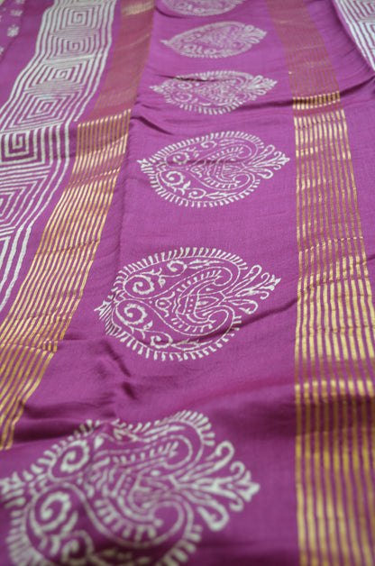 Purple Bapta Cotton Silk Handloom Saree