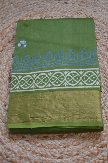 Mehndi Bapta Cotton Silk Handloom Saree