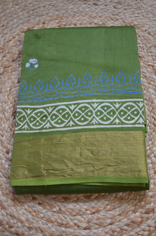 Mehndi Bapta Cotton Silk Handloom Saree