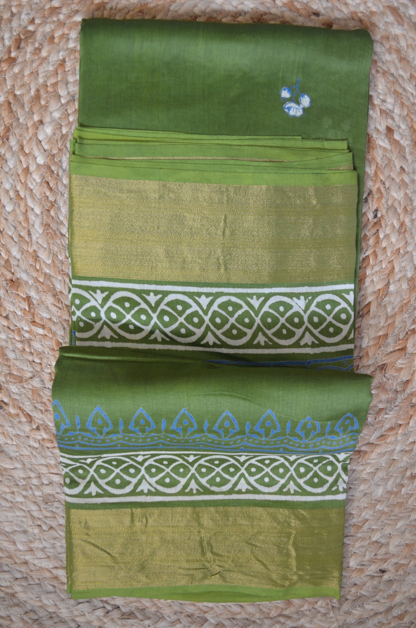 Mehndi Bapta Cotton Silk Handloom Saree