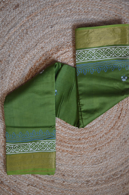 Mehndi Bapta Cotton Silk Handloom Saree