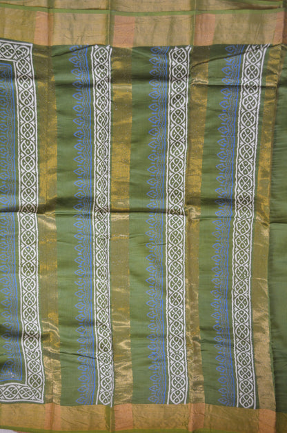 Mehndi Bapta Cotton Silk Handloom Saree