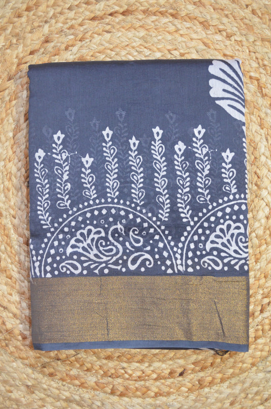 Steel Bapta Cotton Silk Handloom Saree